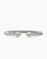 Classic Cable Bracelet in Sterling Silver with Prasiolite and Diamonds, 5mm